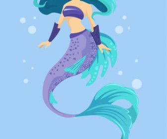 Mermaid Icon Cute Cartoon Character Sketch