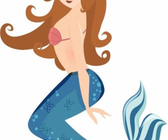 Mermaid Icon Young Attractive Girl Sketch Cartoon Character