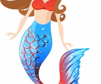 Meerjungfrau Ikone Junges Mädchen Cartoon Charakter Design