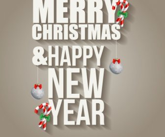 Merry Christmas And Happy New Year Decorative Illustration