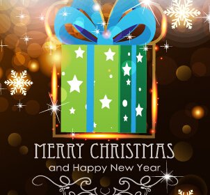Merry Christmas And New Year Greeting Cards Vectors