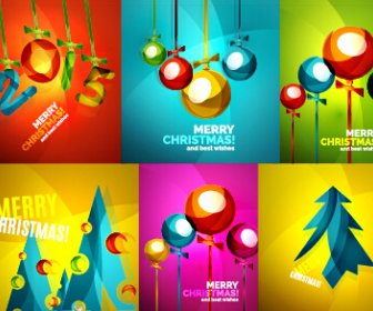 Merry Christmas And Wishes Cards Vector