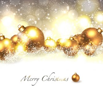 Merry Christmas Background With Golden Ball