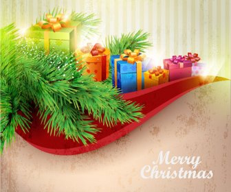 Merry Christmas Gift Greeting Card Background Vector