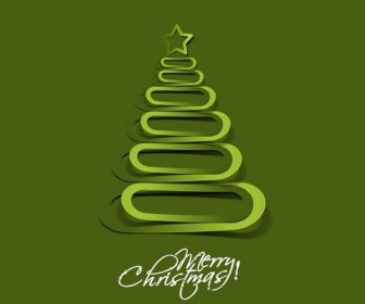 Merry Christmas Green Paper Cutting Tree Beautiful Wallpaper Vector