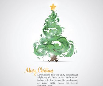 メリー クリスマス緑ストローク絵画グリーティング カード タイトル ベクトル