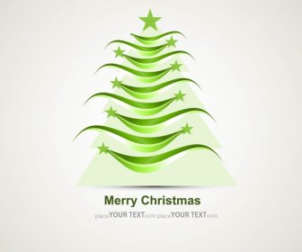 Merry Christmas Stylish Green Tree Colorful Whit Background Vector