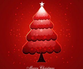 Merry Christmas Tree Celebration Bright Colorful Card Design Vector