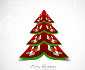 Pohon Natal Merry Perayaan Kartu Warna-warni Cerah Desain Vektor