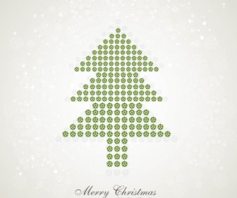 Pohon Natal Merry Perayaan Kartu Warna-warni Cerah Desain Vektor