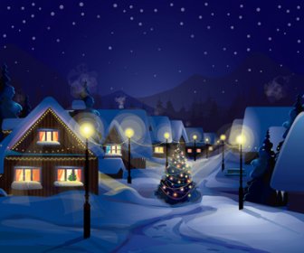 Merry Christmas Winter Night Designs Vector