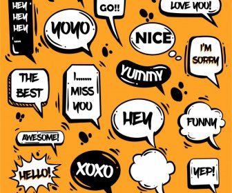 Message Speech Bubbles Icons Classical Dynamic Handdrawn