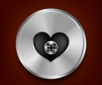 Botão De Metal Coração