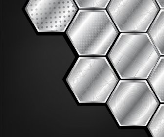 Metallic Polygonal Background Honeycomb Icon Various Pattern Decor