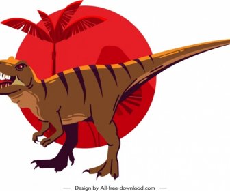 Metriacanthosaurus Dinosaurus Ikon Kartun Berwarna Sketsa Desain Klasik