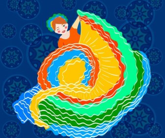 Mexican Dancer Icon Colorful Dress Decor
