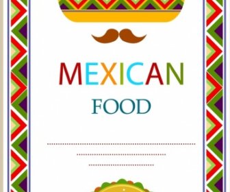 Desain Warna-warni Topi Tradisional Meksiko Makanan Penutup Menu