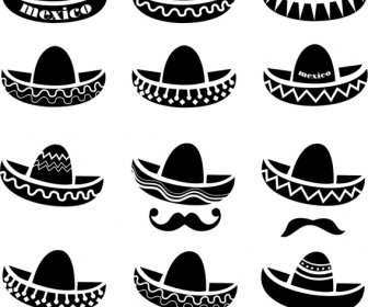 mexican sombrero hat with moustache