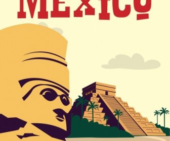 メキシコ広告バナー クラシカルなデザインのアンティーク タワー アイコン