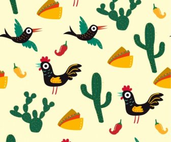 Mexico Background Various Colored Symbols Repeating Design