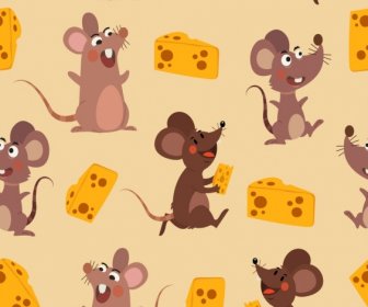 Mice Cheese Pattern Cute Cartoon Characters Decor