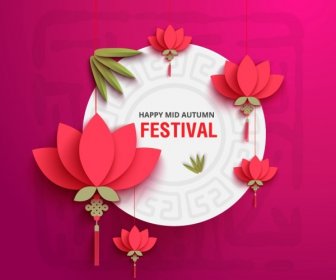 Mid Holiday Paper Flower Background Vector