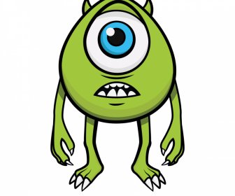 Mike Wazowski ícone Engraçado Desenho Animado Personagem Esboço
