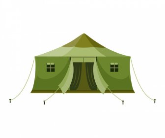 Military Barracks Base Camp Icon Flat Classical Outline