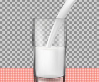 Milk Advertisement Cup Liquid Icons Realistic Design