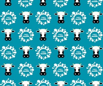 Milk Advertising Background Splash Cow Heads Repeating Style