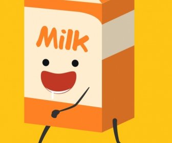 牛奶廣告背景程式化紙盒圖示