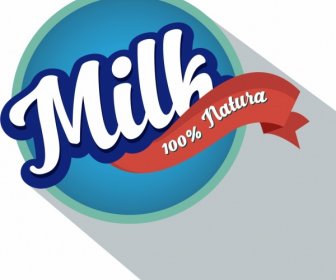 우유 제품 라벨 디자인 리본 장식 라운드