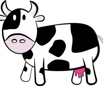 以卡通風格的擠奶奶牛繪畫插圖
