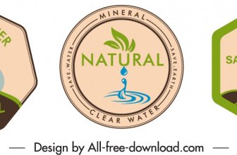 Mineral Water Label Template Flat Retro Geometric Shapes
