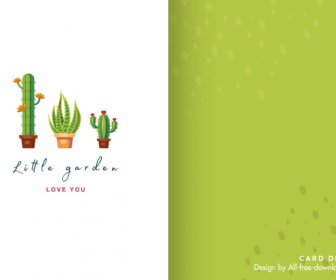 Templat Kartu Mini Dekorasi Pot Kaktus Cerah