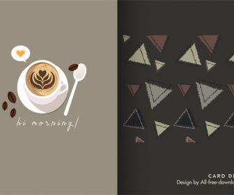 Mini Card Template Coffee Cup Triangles Shapes Decor
