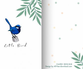 Mini Kart şablonu Sevimli Kuş Yaprağı Dekoru