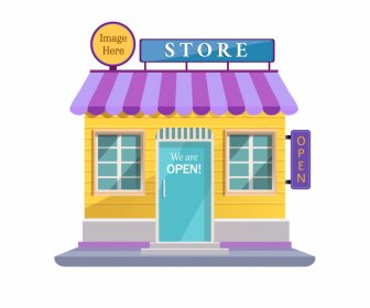 Mini Shophouse Icon Colored Elegant Simple Sketch