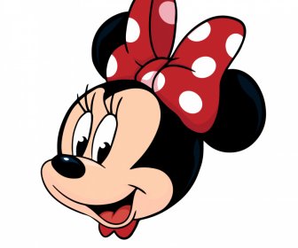 Minnie Face Logotype Cute Stylized Cartoon Character Sketch