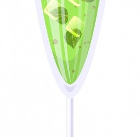 Menta Cocktail Icona Di Vetro Lucido 3d Verde Design