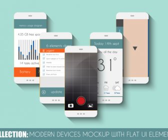 Maket Perangkat Mobile Dengan Datar Ui Elemen Vektor