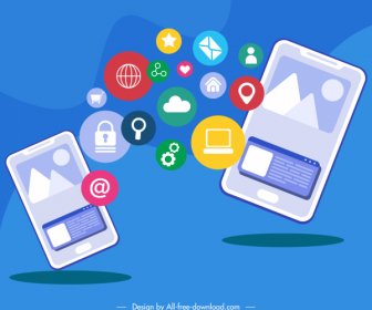 Mobile Phone Application Background Colorful Ui Elements Sketch
