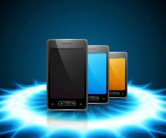 Ponsel Smartphone Asli Refleksi Biru Warna-warni Presentasi Latar Belakang Ilustrasi