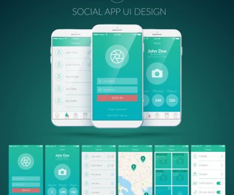 Vector De Diseño De Interfaz De Aplicación Social Móvil