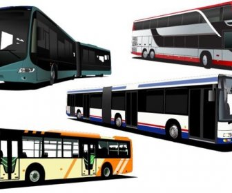 Modern Bus Icons Colored 3d Design