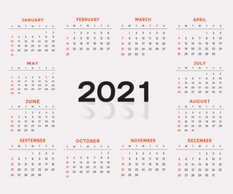 Yeni Yıl 2021 Için Modern Takvim