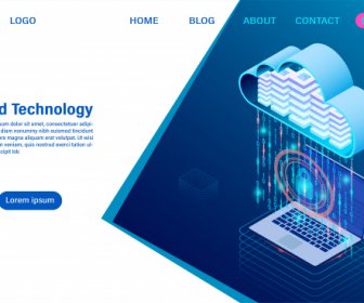 Modern Cloud Technology And Networking Concept Online Computing Technology Big Data Flow Processing Concept Internet Data Services Vector Illustration