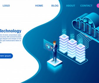 Modern Cloud Technology And Networking Concept Online Computing Technology Big Data Flow Processing Concept Internet Data Services Vector Illustration -3