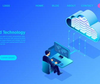 Modern Cloud Technology And Networking Concept Online Computing Technology Big Data Flow Processing Concept Internet Data Services Vector Illustration -5