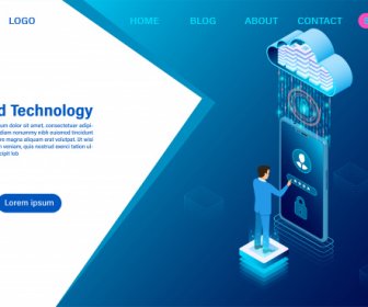 Modern Cloud Technology And Networking Concept Online Computing Technology Big Data Flow Processing Concept Internet Data Services Vector Illustration -6
